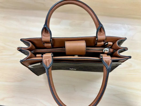 Nine West Black & Brown Signature Top-Handle Satchel - Image 4