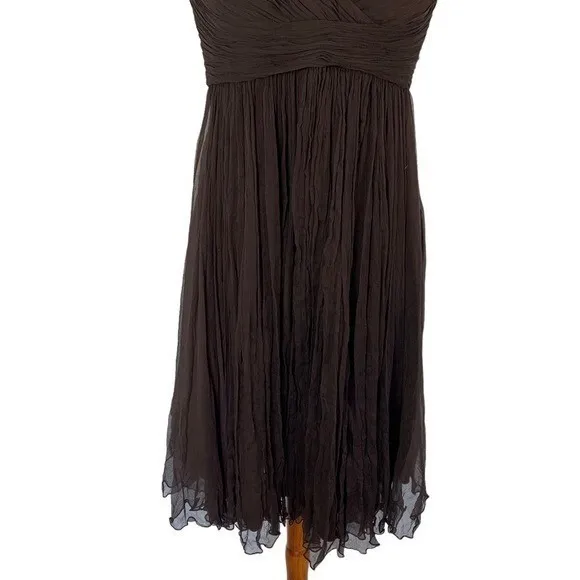 Demi Lune 10‎ Brown 100 Percent Silk Dress Sleeveless NWT Formal Luxe Resort - Image 3