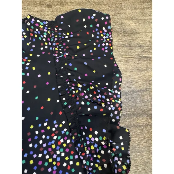 Kate Spade New York‎ Women Black Confetti Cheer Blouse Size XS Flutter Sleeve - Image 5