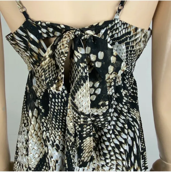 🖤 ZARA Woman Snakeskin Print Mini Dress Tie Back Adjustable Straps Sz XS🖤 - Image 9