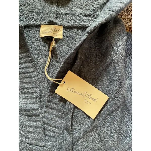 Universal Thread Blue Knit Hooded Poncho Sweater Size L NWT Boho Fall Cozy NWT - Image 8