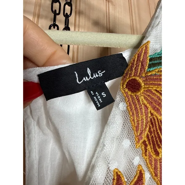 NWOT Lulus Tickets To Paradise White Embroidered Maxi Dress Resort Cruise Size S - Image 6