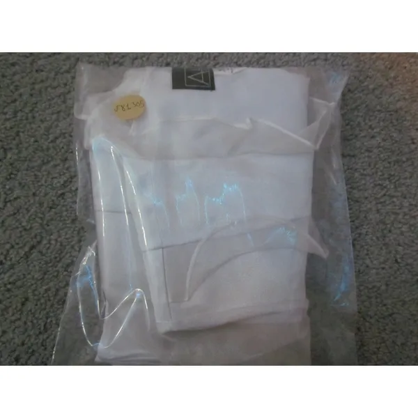 Alex‎ Evenings Ruffle Front Blouse Large White Sheer Organza Floral Jacquard - Image 8