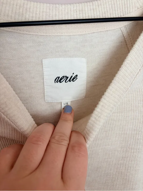 Aerie Beige Ribbed Boxy T-Shirt Beige Large - Image 4