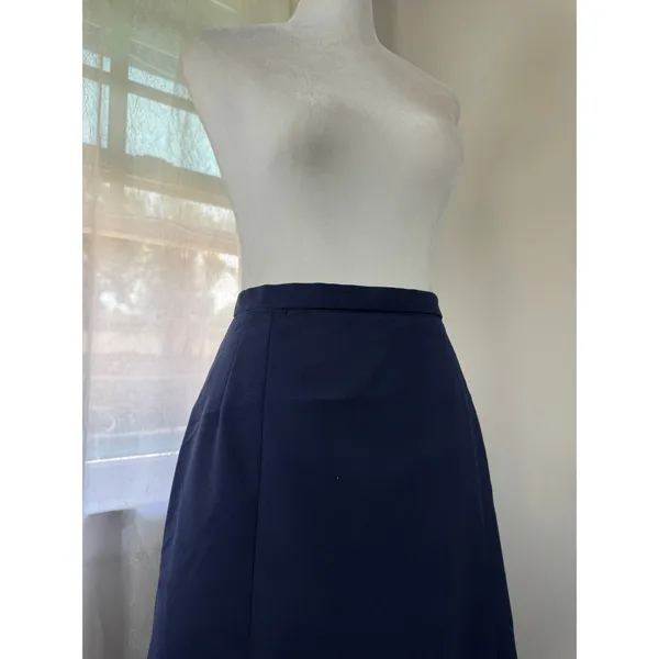 Vintage ‘90s Navy Blue Wool Blend Midi Skirt - Image 7
