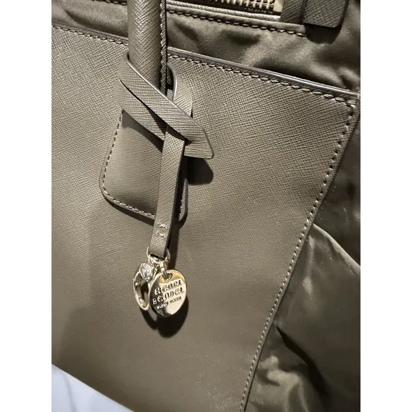 Henri Bendel Green Leather Nylon Diaper Bag‎ Satchel Tote Bag Crossbody i - Image 6