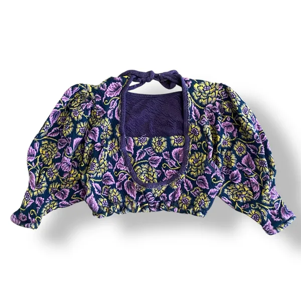 Free People No Ordinary Black Floral Reversible Top‎ Womens Size S Purple Black - Image 3