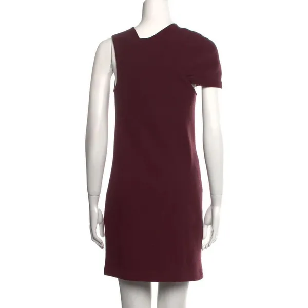 3.1 PHILLIP LIM Virgin Wool Mini Dress Burgundy Twist‎ Sleeve Business Size: 4 - Image 2