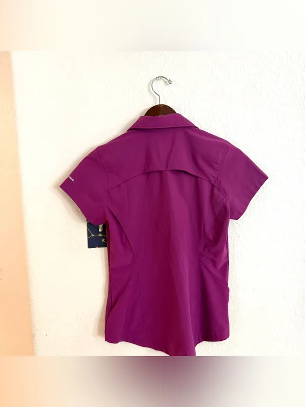 Columbia Women’s Shirt Purple Button Up Omni Shield Short Sleeve Size Small - Image 2