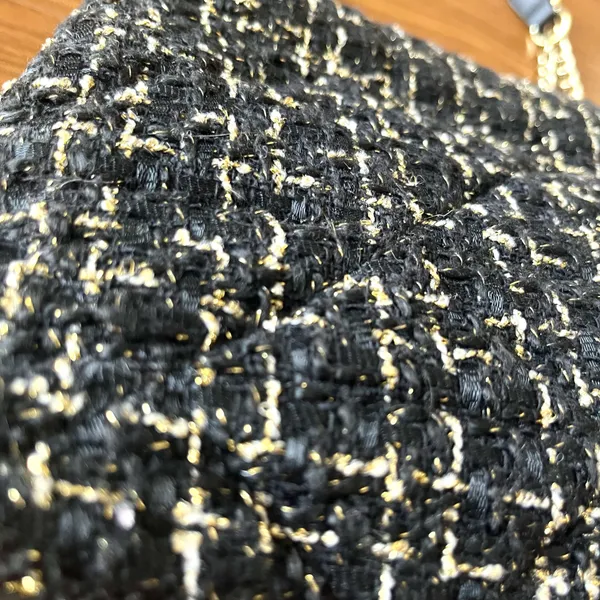 Steve Madden Bledger Tweed Shoulder Bag Black and Gold Classic Glam Luxury Look - Image 5