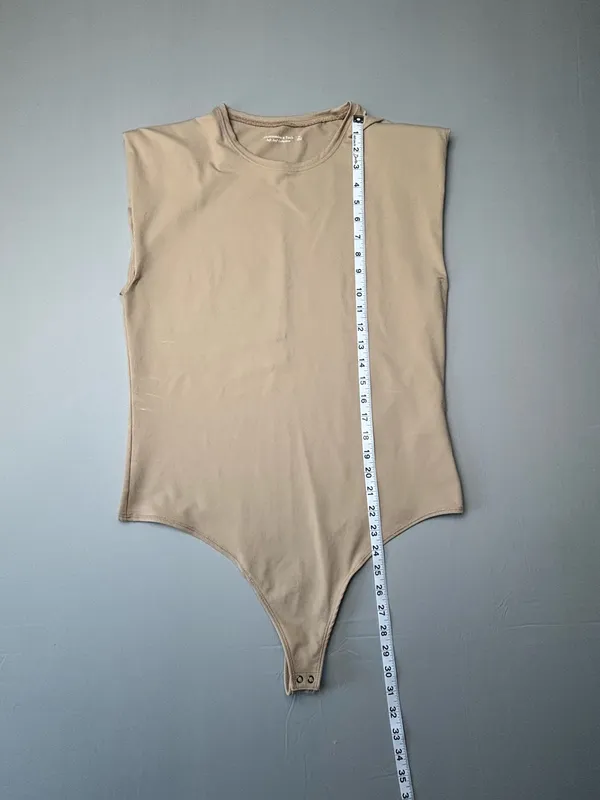 Abercrombie Beige Sleeveless Bodysuit XL Soft Stretch Minimalist Neutral Top - Image 2