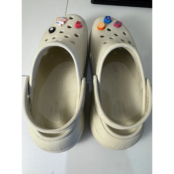 Crocs Classic‎ Crush Clog Bone Women Size 10 Platform Jibbitz Charms Comfort - Image 6