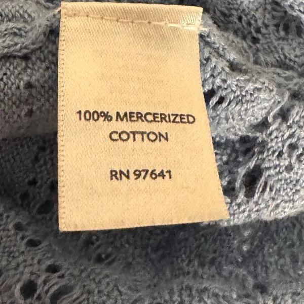 J Jill Open Front Cardigan Womens Medium Blue Open Knit 100% Mercerized Cotton - Image 7