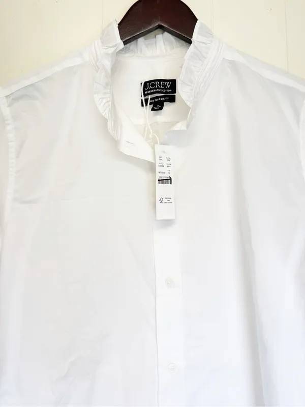 NWT J. CREW Jules Ruffle Collar Shirt Cotton Poplin White - Image 5