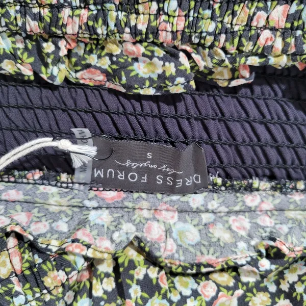 Dress Forum Smocked Floral Maxi‎ Dress Off Shoulder Ruffle Short Sleeve S NWT - Image 8