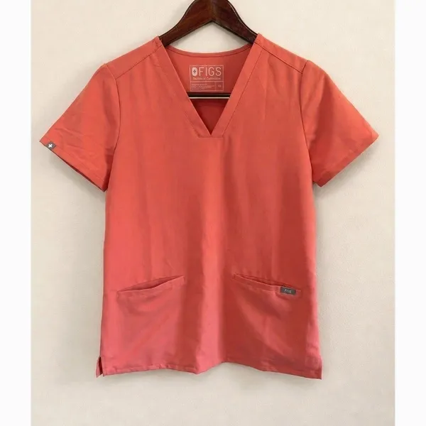 FIGS Women's Casma Three-Pocket Scrub Top In Coral Size XS/P - Image 2
