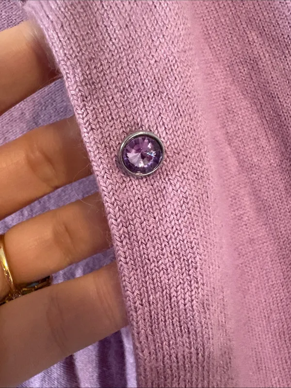 Sigrid Olsen Lavender Button-Front Cardigan with jeweled buttons small - Image 4