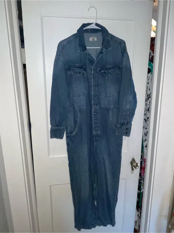 We The Free Blue Denim Coverall Jumpsuit - Size Medium - Image 6