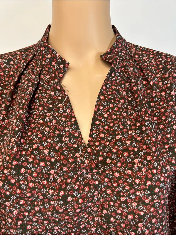 Source Unknown Burgundy Floral Long-Sleeve Midi Dress - Image 11