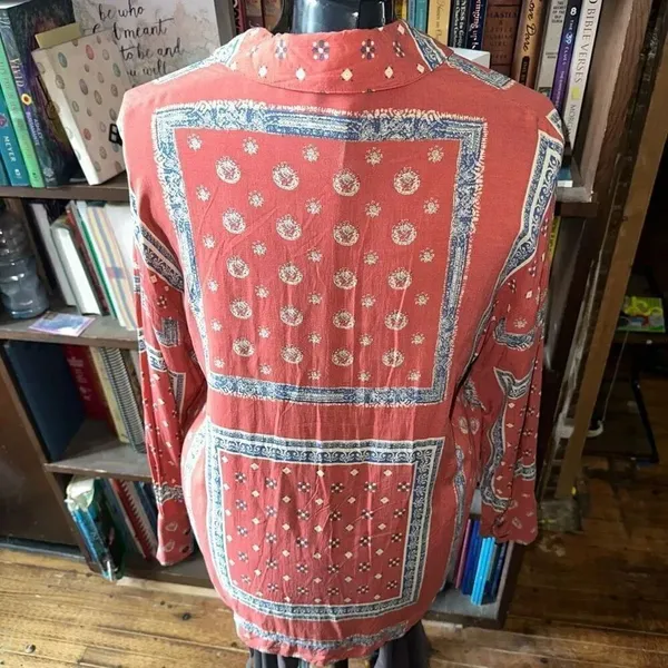 Free People Little Secrets apricot button down boho blouse - Image 5