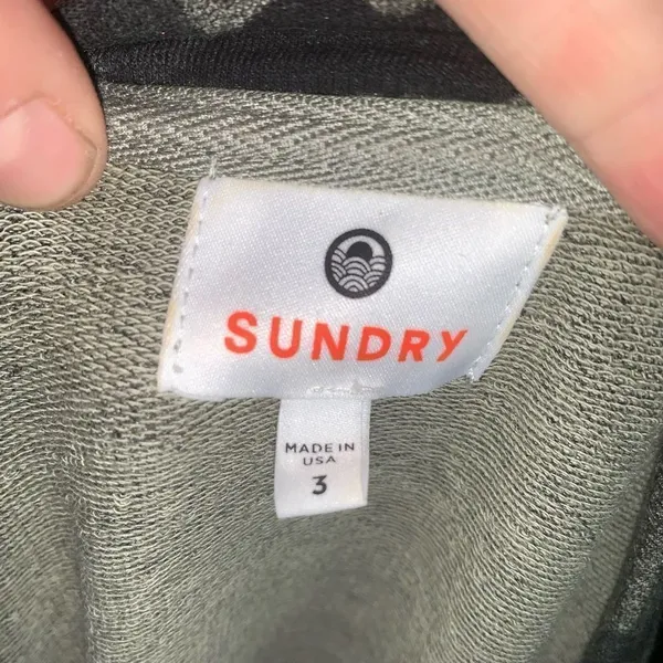 Sundry green camo pink stripe 3/L cozy loungewear sweatshirt - Image 3
