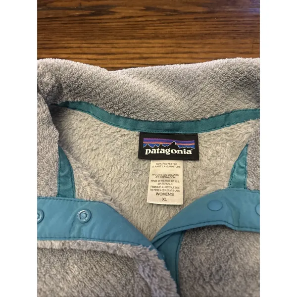 Patagonia Women's XL Re-Tool Snap-T Pullover Fleece Jacket‎ Gray/Teal~EUC - Image 3