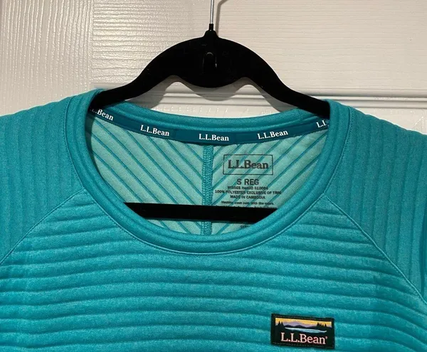 L.L. Bean Size S Aqua Blue Ribbed Airlight Crew Neck Pullover Thermal Top - Image 2