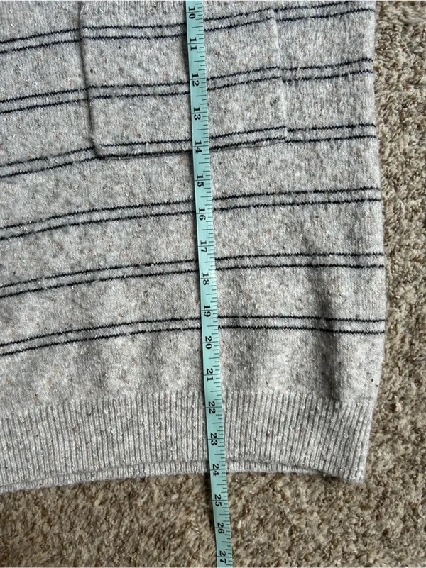 Staccato Gray Crewneck Sweater with Black Stripes Casual Fall Comfy Neutral XL - Image 6