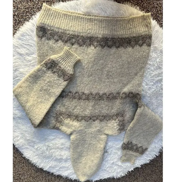 Vintage STOBI Knit Fleece Denmark Nordic Sweater cream Size S Pullover 100% wool - Image 6