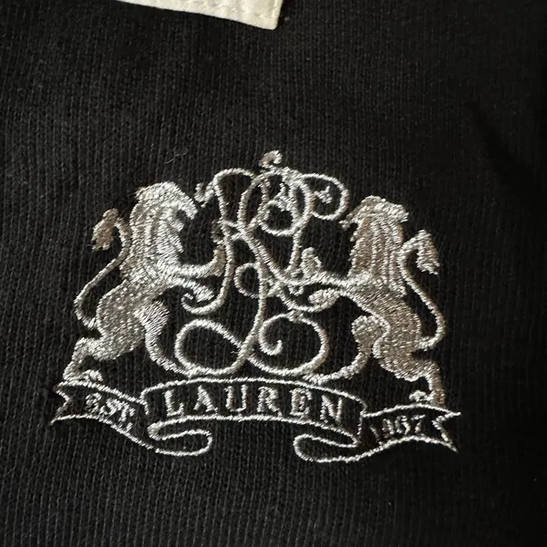 Lauren Ralph Lauren Womens Size Large Black Embroidered Logo Cardigan - Image 5
