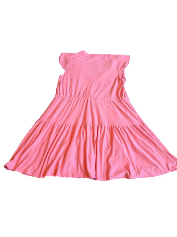Beyond Yoga Featherweight Out & About Ruffle Mini Tier Dress Coral Size Medium - Image 9