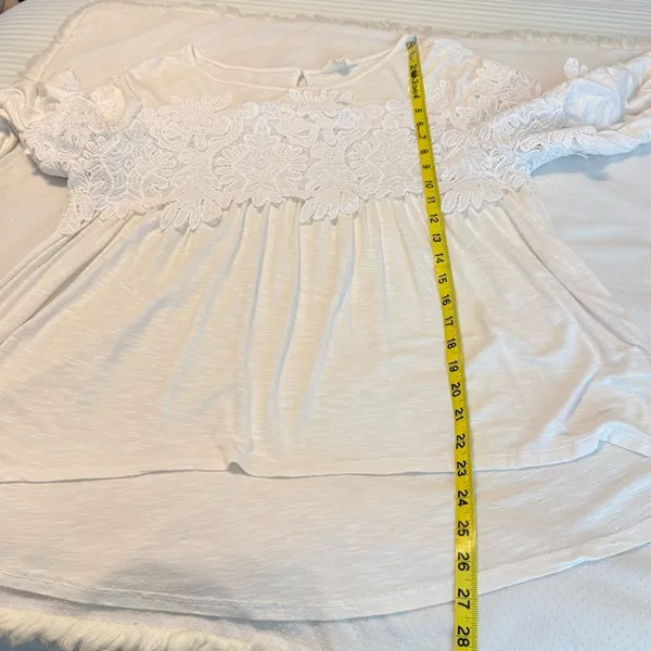 Adiva Flowy Crochet Lace Detail Boho Top High Low Women’s Size Large Summer - Image 9