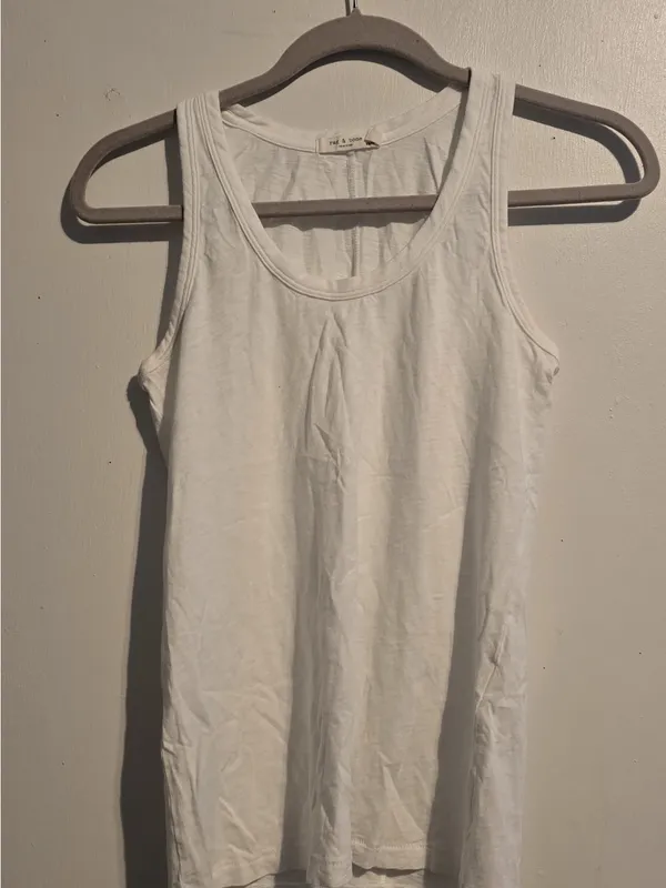 rag & bone White Ribbed High-Neck Tank - Image 3