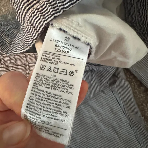 GAP Cotton Easy Pant Size XS Blue and White Stripe Drawstring Elastic Waist - Image 4