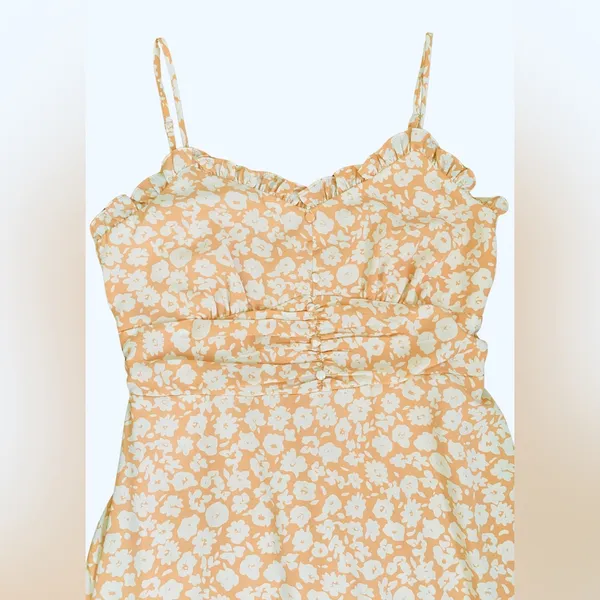 Lulus Timeless Touch Peach Floral Print A-Line Midi Dress Size Small - Image 9