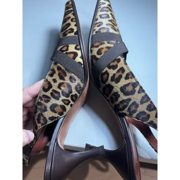 Donald J Pliner Leopard Print Mule Pointed Toe Kitten Heel Fur Size 10 Secretary - Image 13