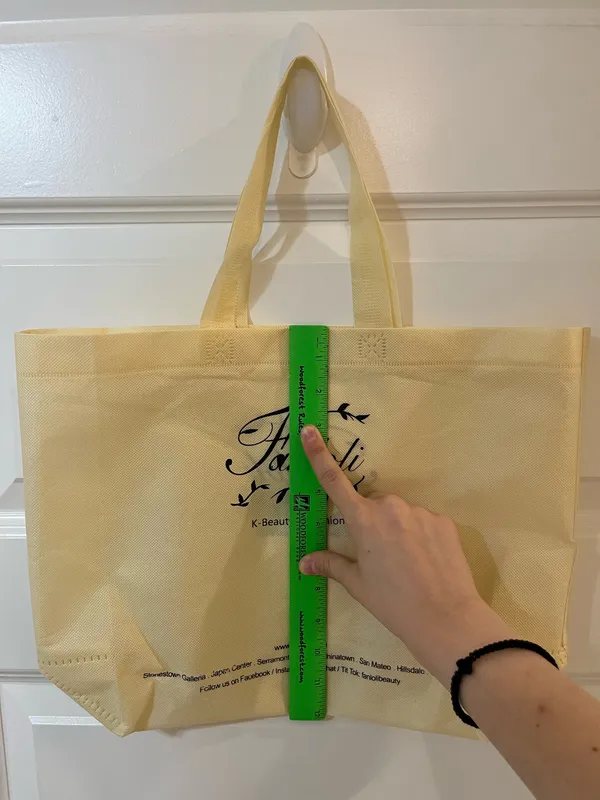 16”x12”x4.5” Beige Fanloli SF K-Beauty and Fashion Tote Bag - Image 3