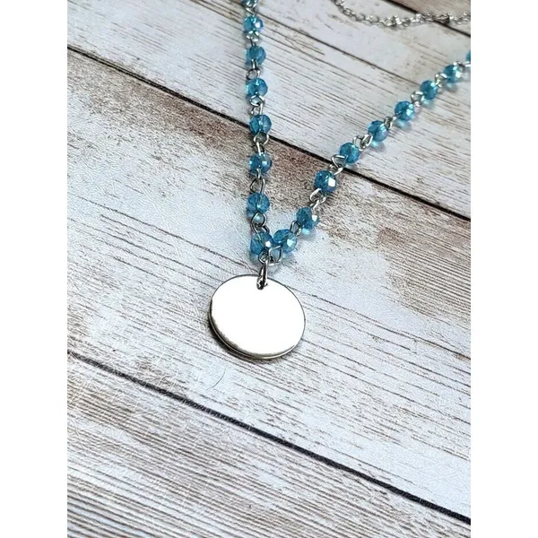 Silver Tone & Blue Two Strand Necklace - Image 3