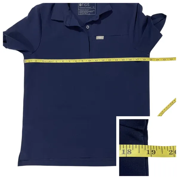 FIGS Nala Short Sleeve Scrub Polo Top - Blue - XS - Image 4
