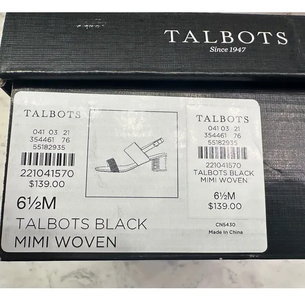 Talbots Mimi Woven‎ Black Leather Block Heel Slingback Sandals 6.5M - Image 3
