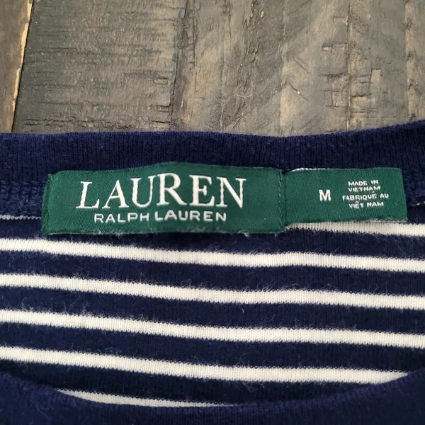 Lauren Ralph Lauren Striped Long Sleeve Shirt With Logo Size Medium - Image 7