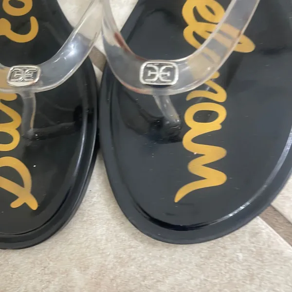 Sam Edelman Gekko Black Clear Jelly Thong Sandals Womens 10 Flat Summer Beach - Image 2