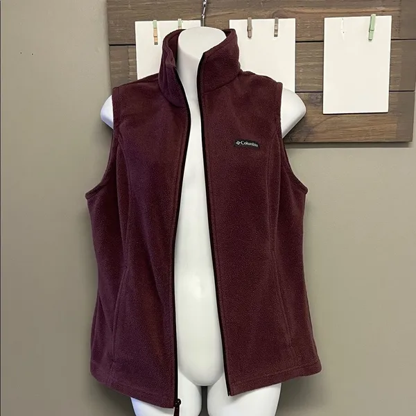 Columbia Mauve Sleeveless Mock Neck Zip-Up Pockets Fleece Vest Medium - Image 6