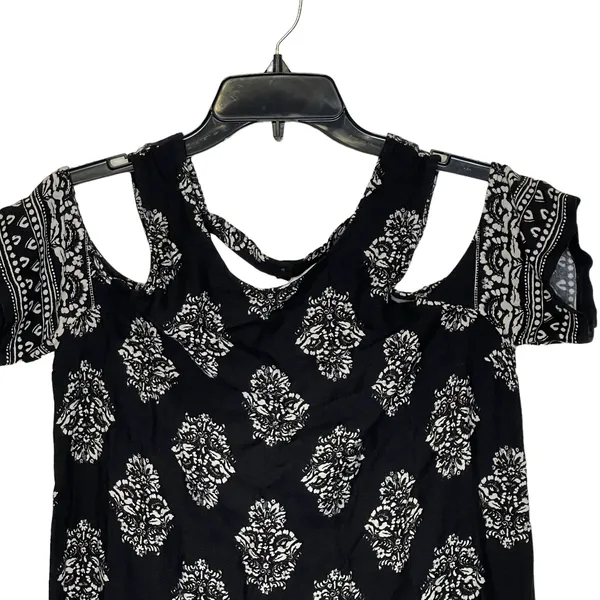 Hollister Dress Size‎ Small Black White Floral Pattern SS Open Shoulder - Image 2