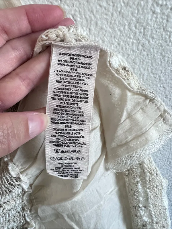 NWT Free People Women's Pretty Cool Boho Mixed Media Ivory Combo Vest‎ Duster - Image 4