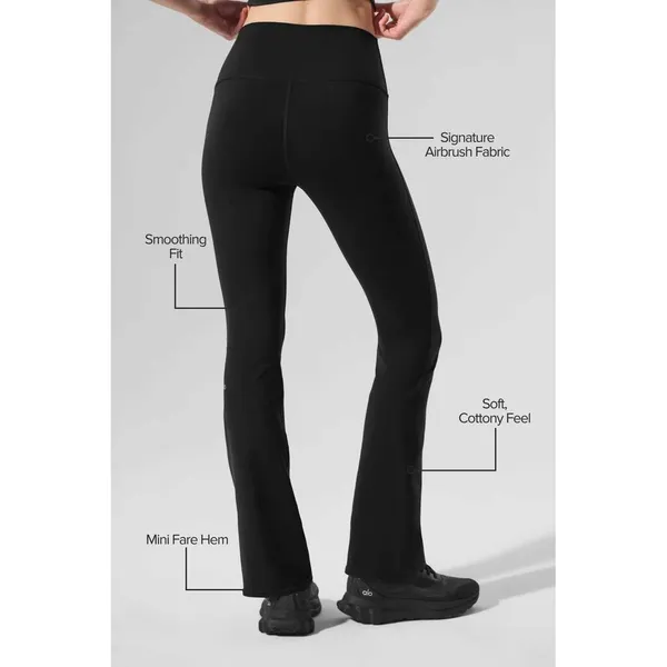 Alo Yoga High Waist Airbrush Bootcut Flare Leggings Black Size Small Yoga Pants - Image 3