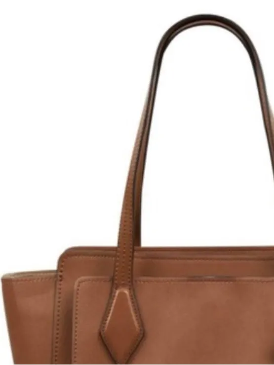 Nine West Cognac 3 compartment Tote with Charm Accent NWOT - Image 3