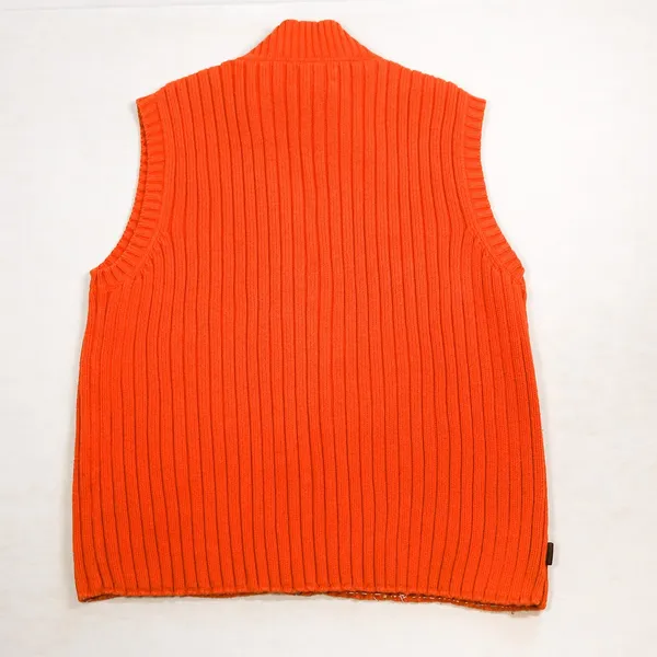 Lauren Ralph Lauren Vest Womens Large Orange Cotton Ribbed Full Zip Mock Neck - Image 4