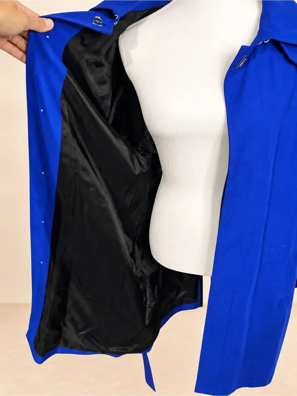 Ralph Lauren Cobalt Blue Belted Long Trench Coat - Image 9