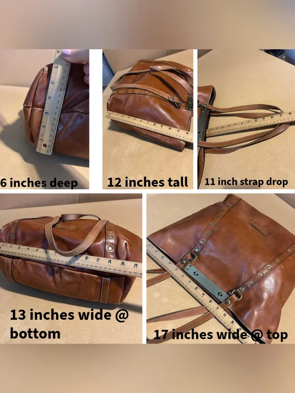 Patricia Nash Cognac Brown Leather Benvenuto Large Shoulder Bag - Image 14